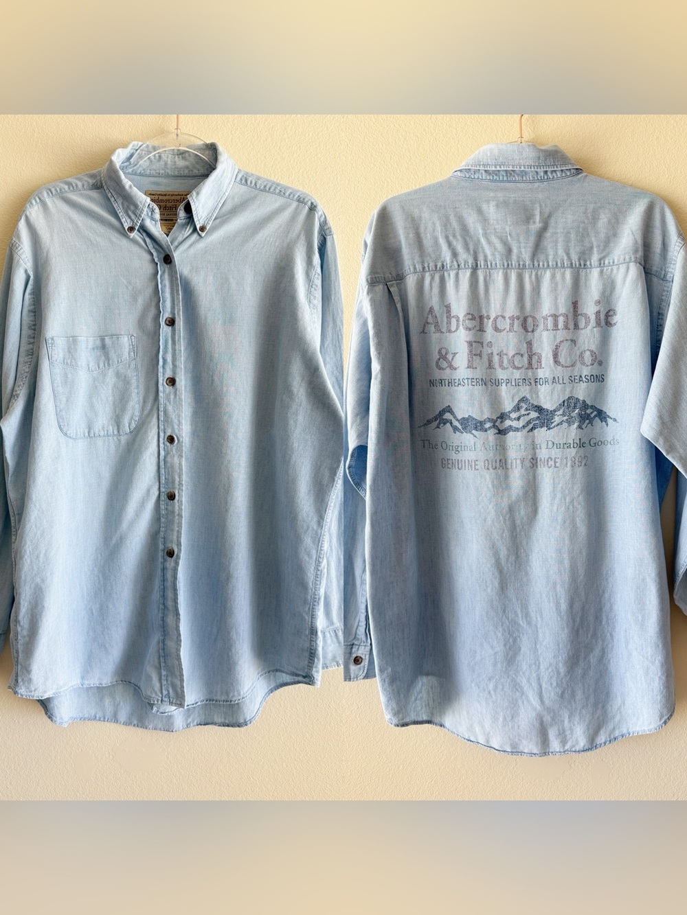 Vintage Abercrombie & Fitch The Original Big Shirt Denim Chambray Made in USA
